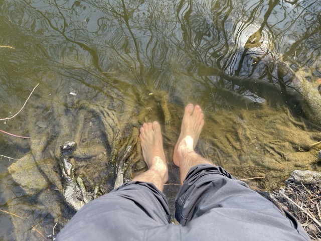 Füße im kalten See