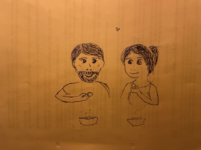 My girlfriend and I eating with our hands