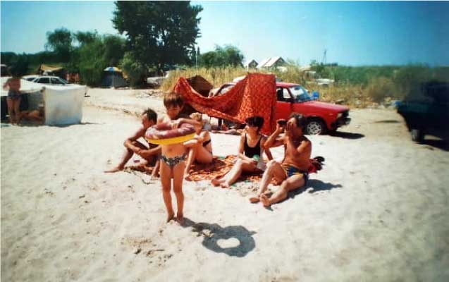 Alexander Fufaev mit seiner Familie am Asowschen Meer